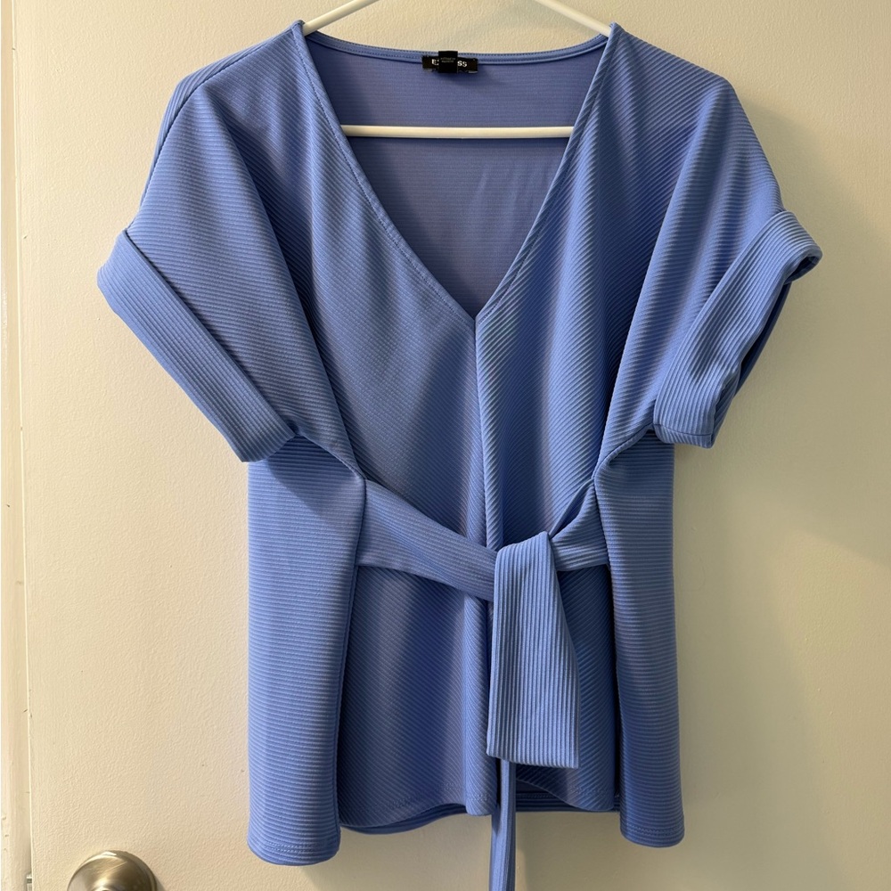 LIKE NEW! Express Periwinkle Blue V-Neck Tie-Waist Top